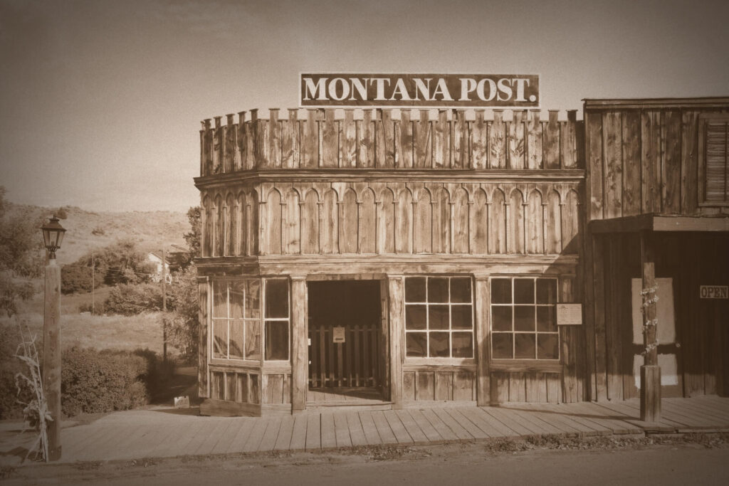 Virginia City Montana történelmi főutcája régi faszerkezetekkel