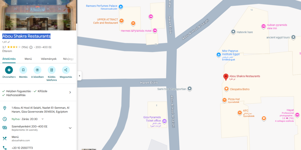 Kék Utazó - Egyiptom - Kairó - Giza - Abou Shakra Restaurants